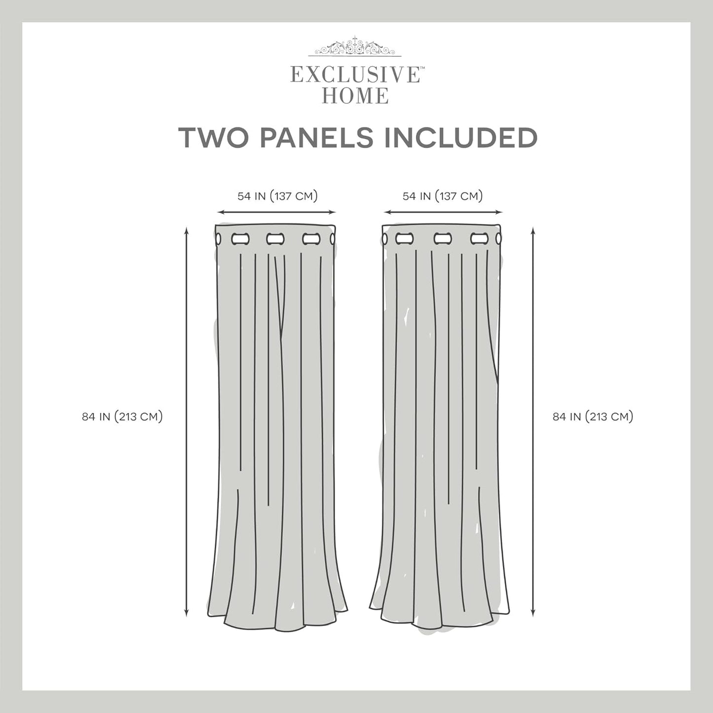 Exclusive Home Loha Linen Grommet Top Curtain Panel Pair, 54"x84", Black Pearl