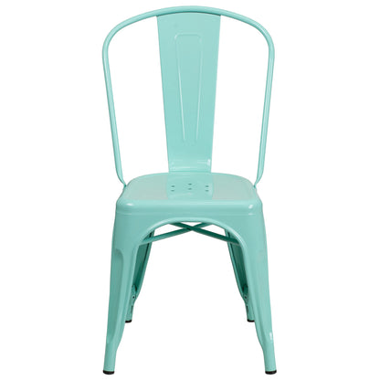 Flash Furniture Blake Commercial Grade 4 Pack Mint Green Metal Indoor-Outdoor Stackable Chair