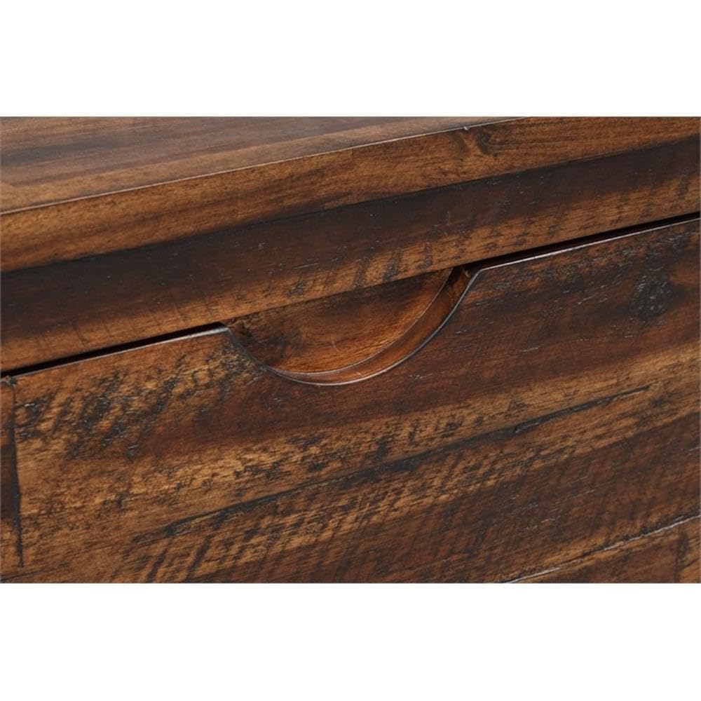 MAKLAINE Broadmore Rectangular Acacia Wood Storage Trunk, 46 in Top, Brown Finish, Black Metal Legs, Hinged Lid, Versatile Coffee Table or Entryway Storage for Living Room or Bedroom