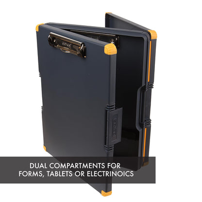 Dexas Duo Clipcase, Double Sided Clipboard Design, Portable Clipboards 13”x10” Gray/Orange, Combine Style and Functionality Office Supplies for Nursing, School, Work, Trades, Home Office