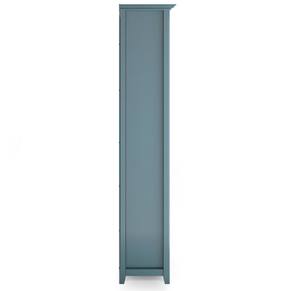 SIMPLIHOME Amherst Bookcase - 70 inch Tall 5-Shelf Solid Wood Bookshelf in French Blue, Transitional Storage for Living Room, Study Room or Office with Adjustable Shelves and Tapered Legs