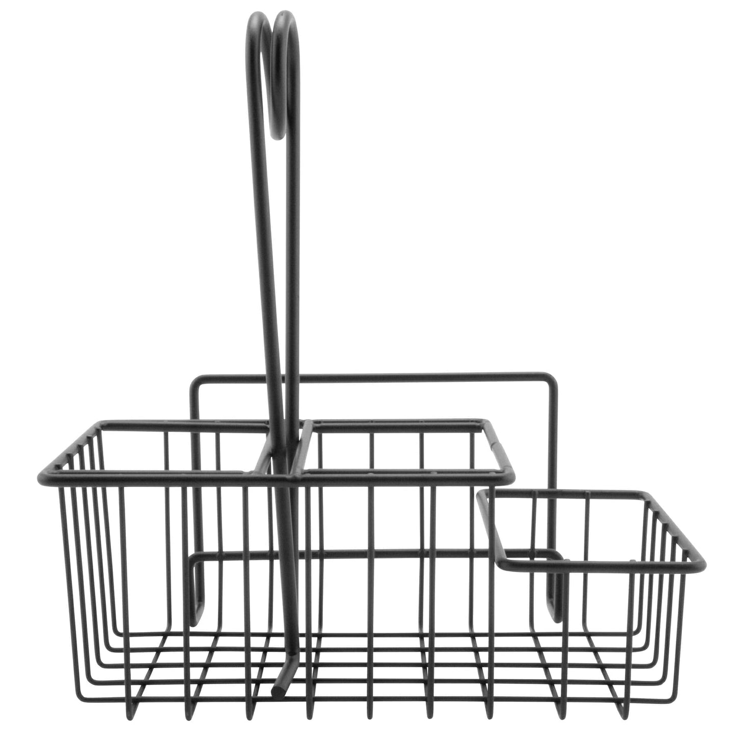 G.E.T. 4-31698 Black Metal Three Compartment Condiment Caddy with Menu Iron Powder Coated Table Caddies Collection