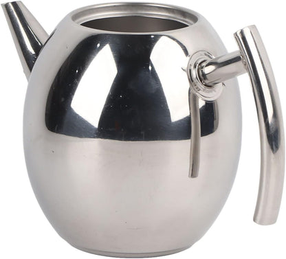 Stainless Steel Teapot with Filter, Large Capacity (1500ML), Metal Coffee Pot Water Container Kettle