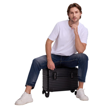 Perle Path Full Aluminum Camera Carry-On Luggage DSLR Shockproof TSA lock Photography Gear Case with Removable Dividers & 360° detachable Wheels Luggage Rolling trolley case storage case (black)