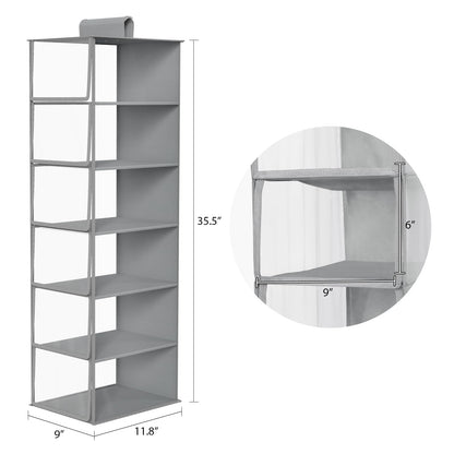 KEEGH Hat Rack with Dust Cover All-round Protect 6 Shelf Hat Storage Hat Organizer for Baseball Caps, Visible Baseball Cap Organizer Hat Holder for Closet, Clear/Grey