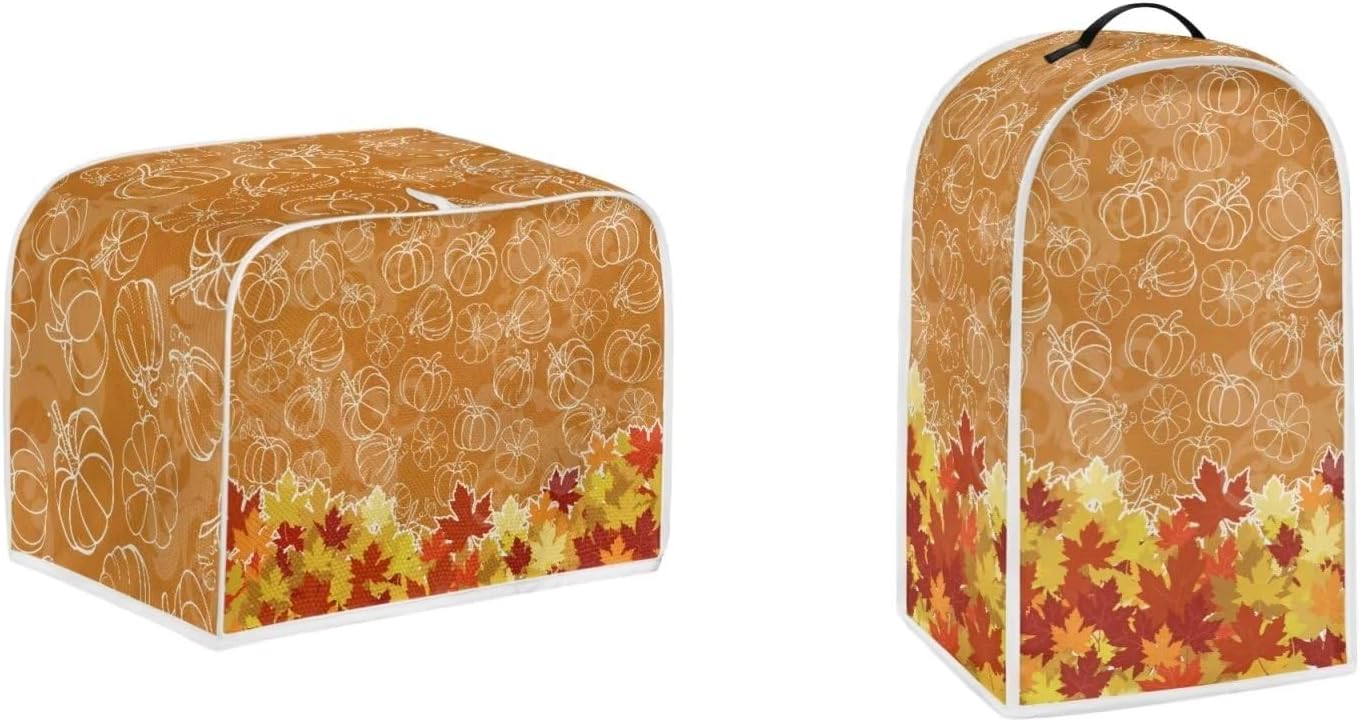 Maple Leaf 4 Slice Toaster Covers, Small Kitchen Appliance Dustproof Blender Cover for Thanksgiving Decor