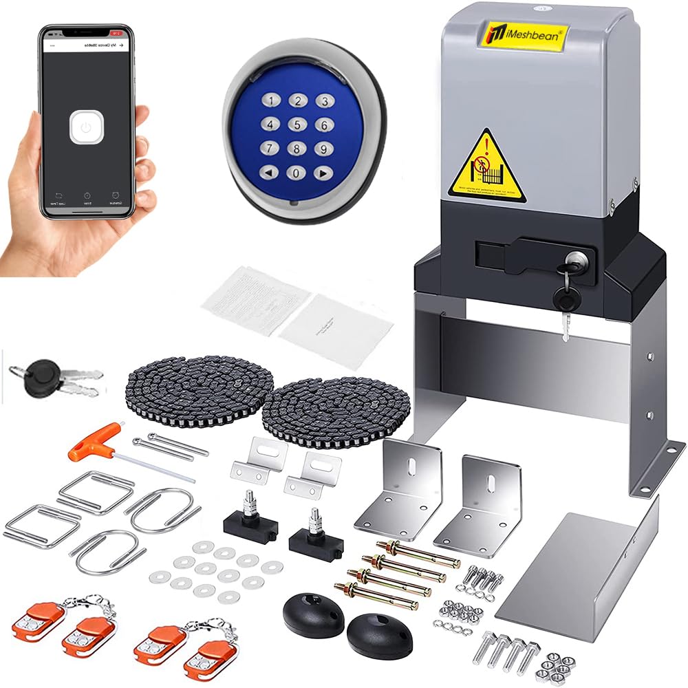4400lb Automatic Sliding Gate Opener APP Control with 4 Remotes,750W Electric Sliding Gate Opener Automatic Motor Remote Kit with Wireless Keyboard for Sliding Gate Opener Up to 40ft