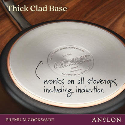 Anolon 83874 Nouvelle Copper Hard Anodized Nonstick Cookware Set / Pots and Pans Set - 11 Piece, Black Onyx
