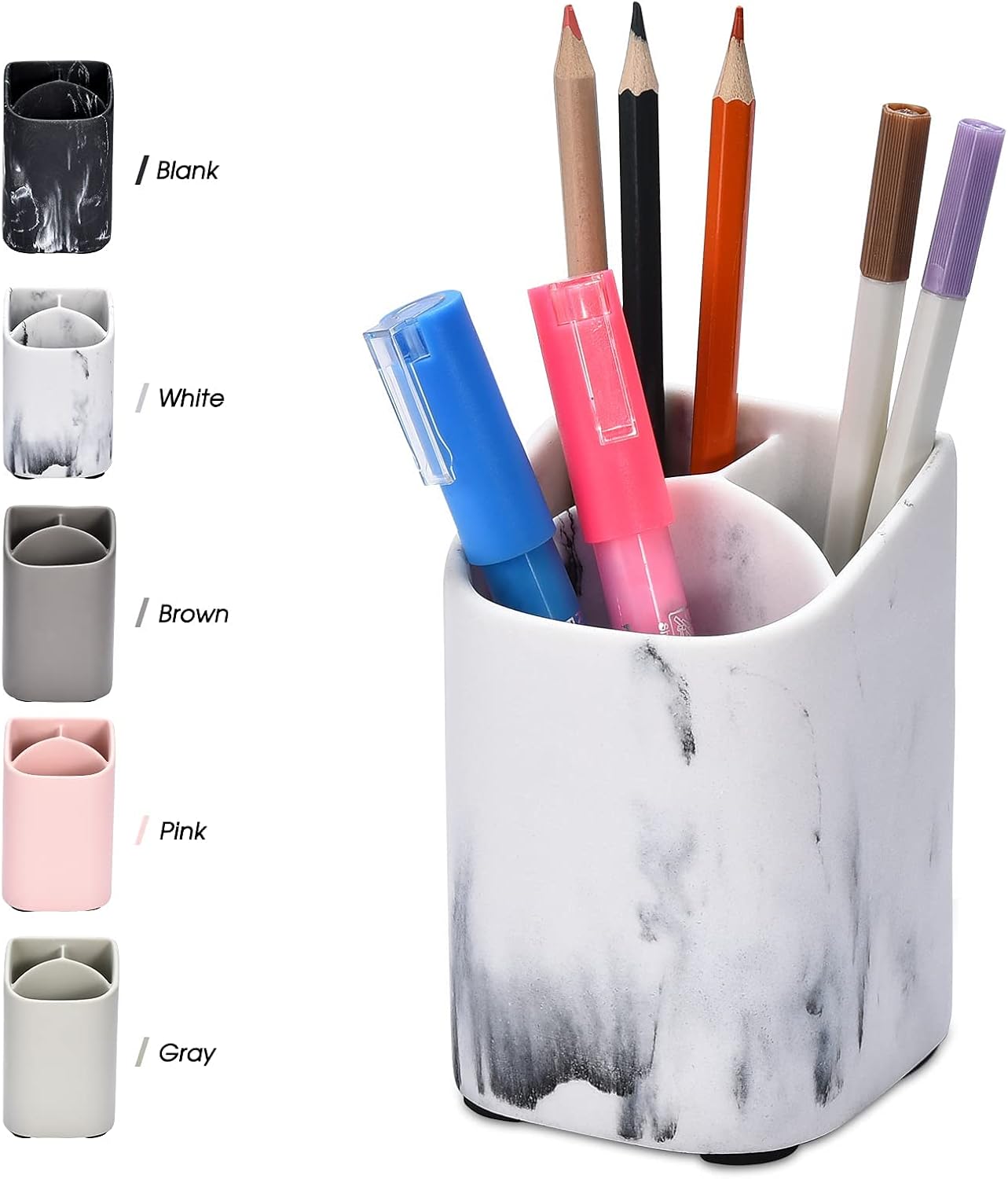 ZCCZ Toothbrush Holder for Bathroom - Premium White Marble Organizer for Electric or Kids Toothbrushes