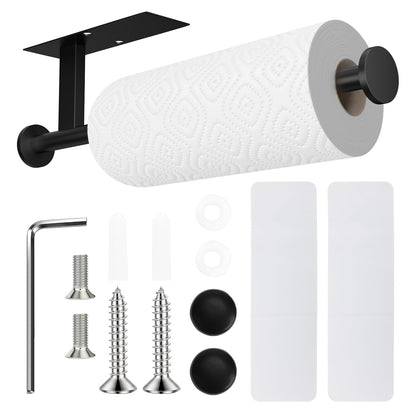 FISHCLOUD Paper Towel Holder Wall Mount - Self Adhesive No Drill or Drilling, SUS304 Stainless Steel - Kitchen, Bathroom, Sink, Pantry, Fridge(Black)