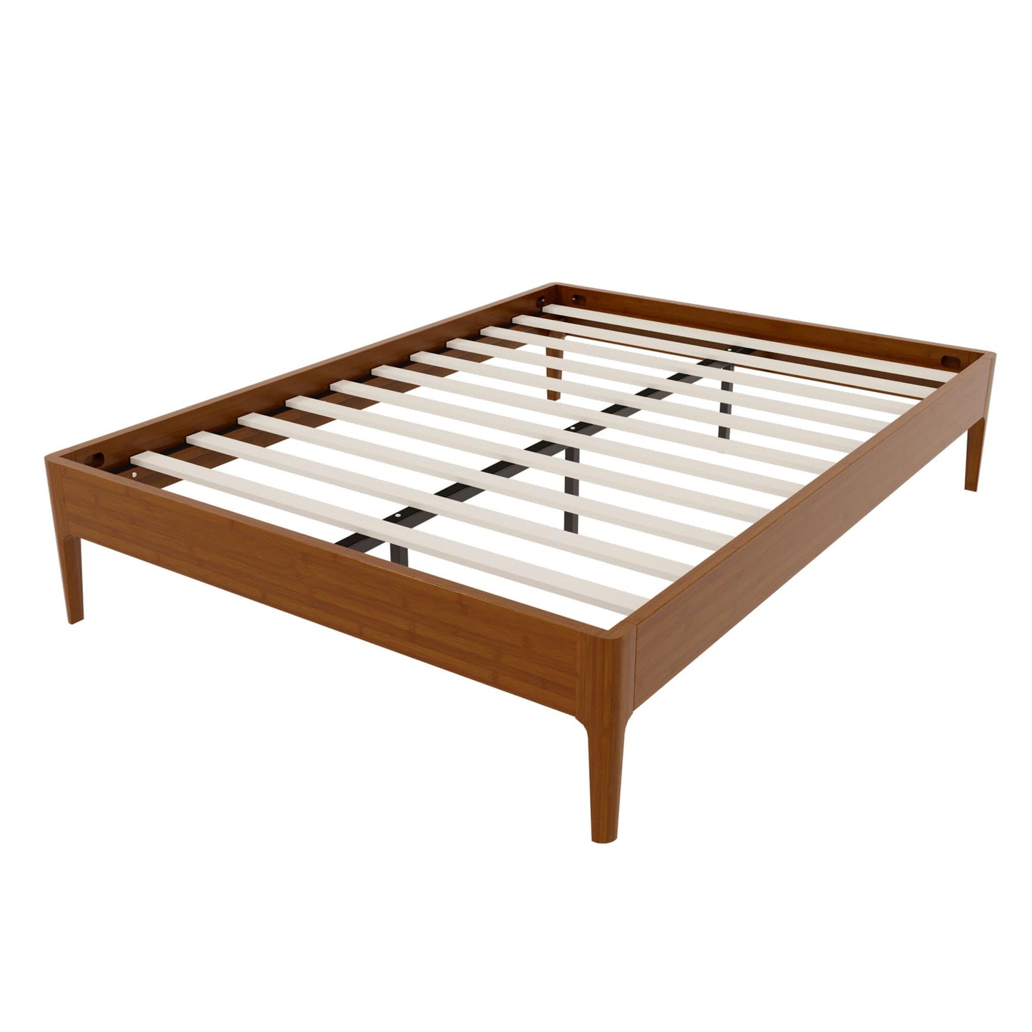 Merax Full Size Solid Dry Bamboo Wood Platform Bed, Mid-Century Minimalist 15" High Bed Frame with Wood Slat Metal Support, No Box Spring Needed, Easy Assembly (No Headboard), Brown