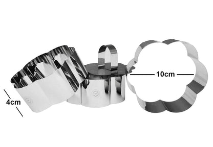NewlineNY Stainless Steel Dessert Rings (4 Pcs) Flower Shape Molded Appetizers Salads Pastries Mousse Molding Layering Cutter