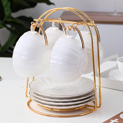 Coffee Mug Holder, 4 Hooks Metal Iron Gold Countertop Coffee Cup Tree Holder Stand for Kitchen Decor