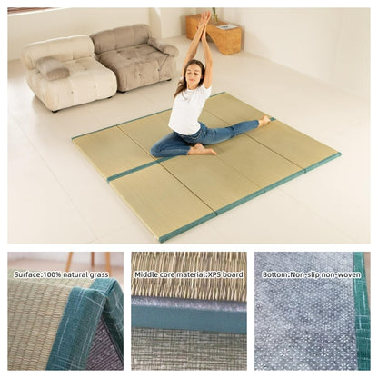 MustMat Japanese Floor Mattress Foldable Tatami Mats Folding Tatami Futon Mattress Rush Grass Floor Bed 35.4"x78.7"x1.2"(2 Piece Set)