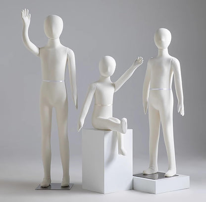 ntumLeap Adjustable Soft Full Body Mannequin for Kids Ages 1-14, Ideal for Boutique & Retail, Styrofoam Dress Form Dummy in White, Perfect for Displaying Children's Clothing, Whit, White-10 Years Old