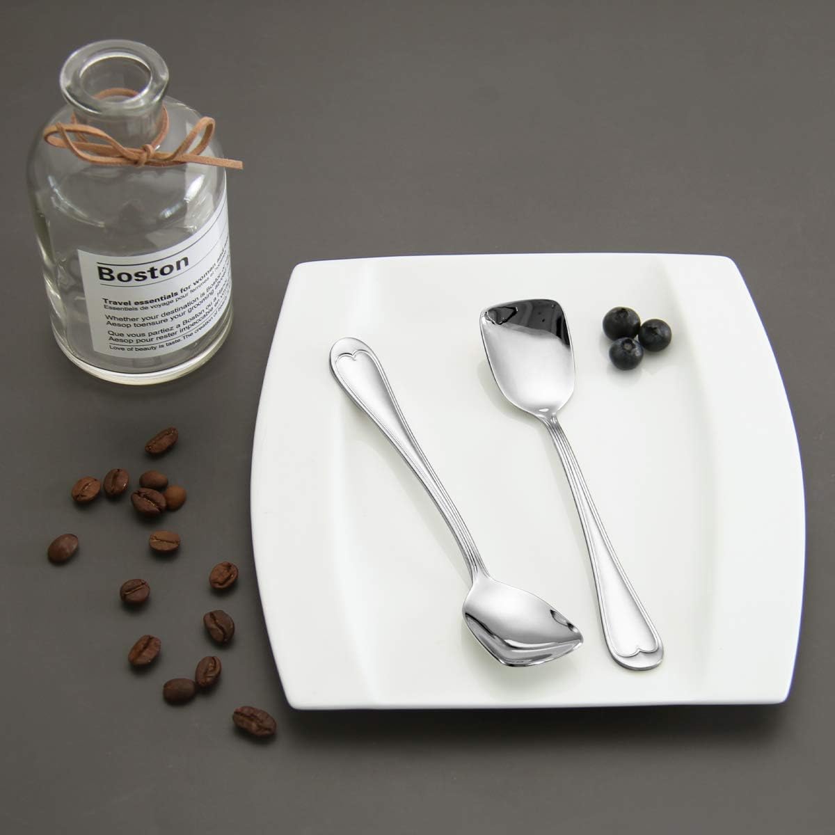 Ice Cream Spoons 18/10 Stainless Steel Dessert Spoon Set, 4 Pcs, 6.0 Inches, Dishwasher Safe