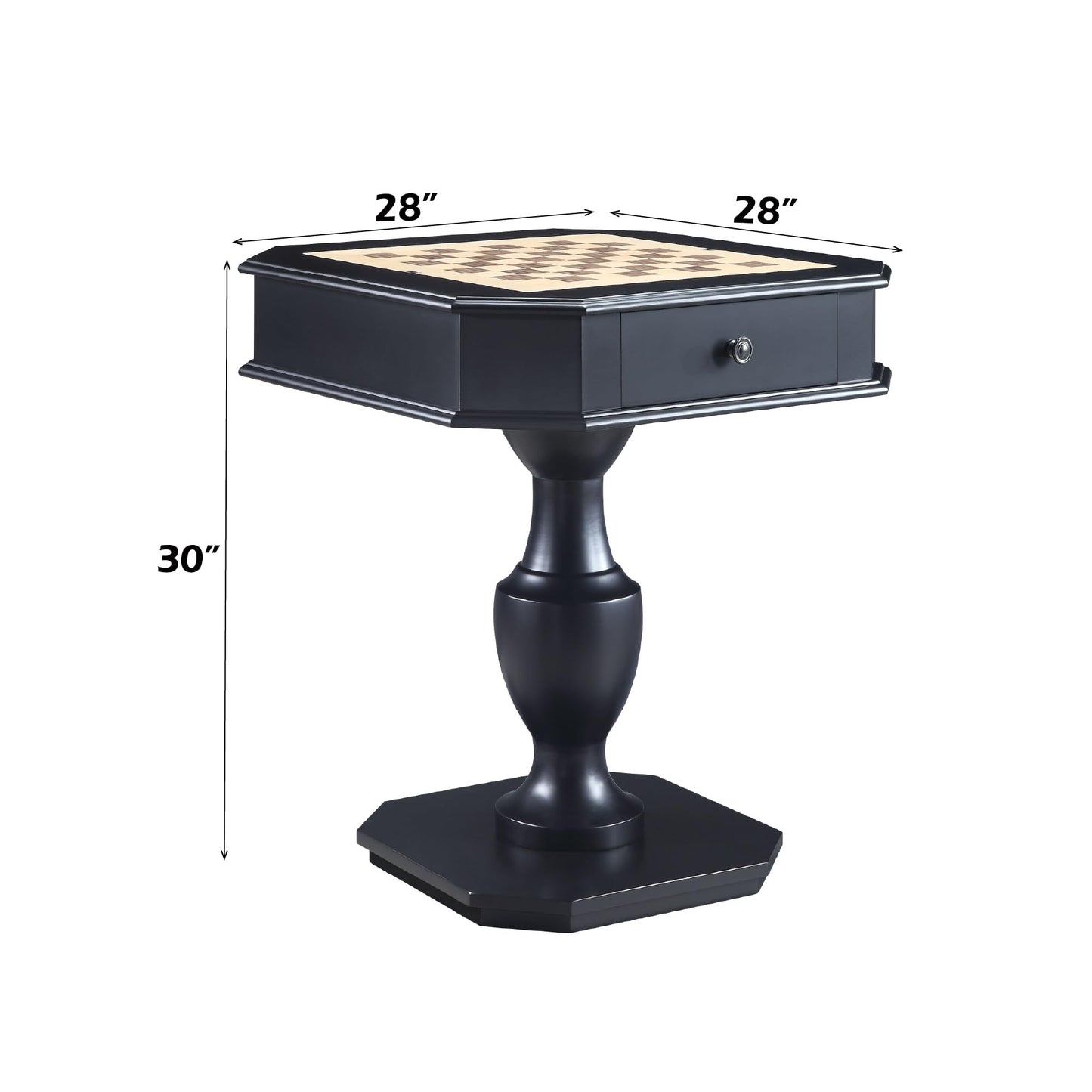 ComeWay Chess Table, Reversible Chess Checker Game Table with 2 Drawers for Family Entertainment Room, 3-in-1 Square Game Tray for Chess Checker Backgammon, Black