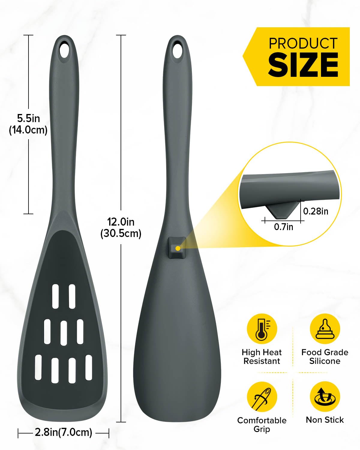 Pack of 2 Cooking Spoons for Non Stick Cookware, Multifunction Spatula Spoon BPA-Free, One-Piece Design, Suitable for Scooping, Scraping, Serving and Mixing(GRAY)