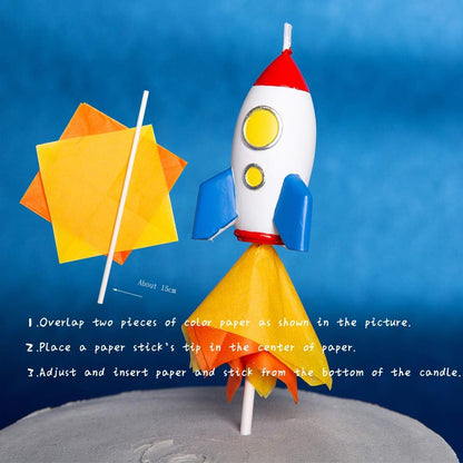 Spaceman Birthday Candle - Outer Space Theme Rocket Candle for Birthday Party