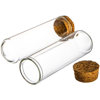 Frcctre 48 Pack 50ml Glass Test Tubes with Cork Stoppers, 30x100mm Clear Round Bottom Glass Test Tubes for Bath Salt Candy Storage Science Lab Party Plant Propagation Container