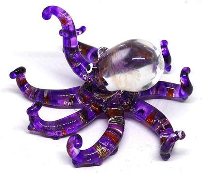 ZOOCRAFT Glass Sea Octopus Figurine - Miniature Hand Blown Purple Coastal Style Home Decor Collectible