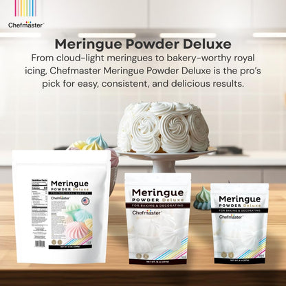 Chefmaster Meringue Powder Deluxe, Professional-Grade Egg White Substitute for Meringue Cookies, Pie Filling, Royal Icing, Non-GMO, Easy-to-Use, Made in USA, 5 lbs