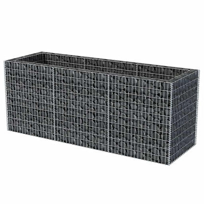 Foknhdi Galvanized Steel Gabion Raised Garden Bed 106" Large Outdoor Planter Box for Vegetables, Herbs & Flowers, Heavy-Duty Rectangular Raised Bed for Patio, Yard & Balcony Spaces