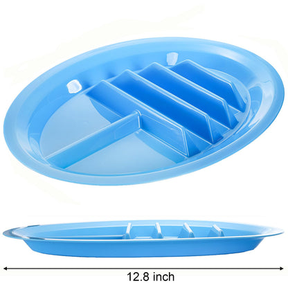 Bekith 10 Pack Plastic Taco Plates for Party, Large Taco Holder with 2 Dipping Areas, Stand Up Divider for 3 Tacos, BPA Free, Dishwasher Safe, Colorful