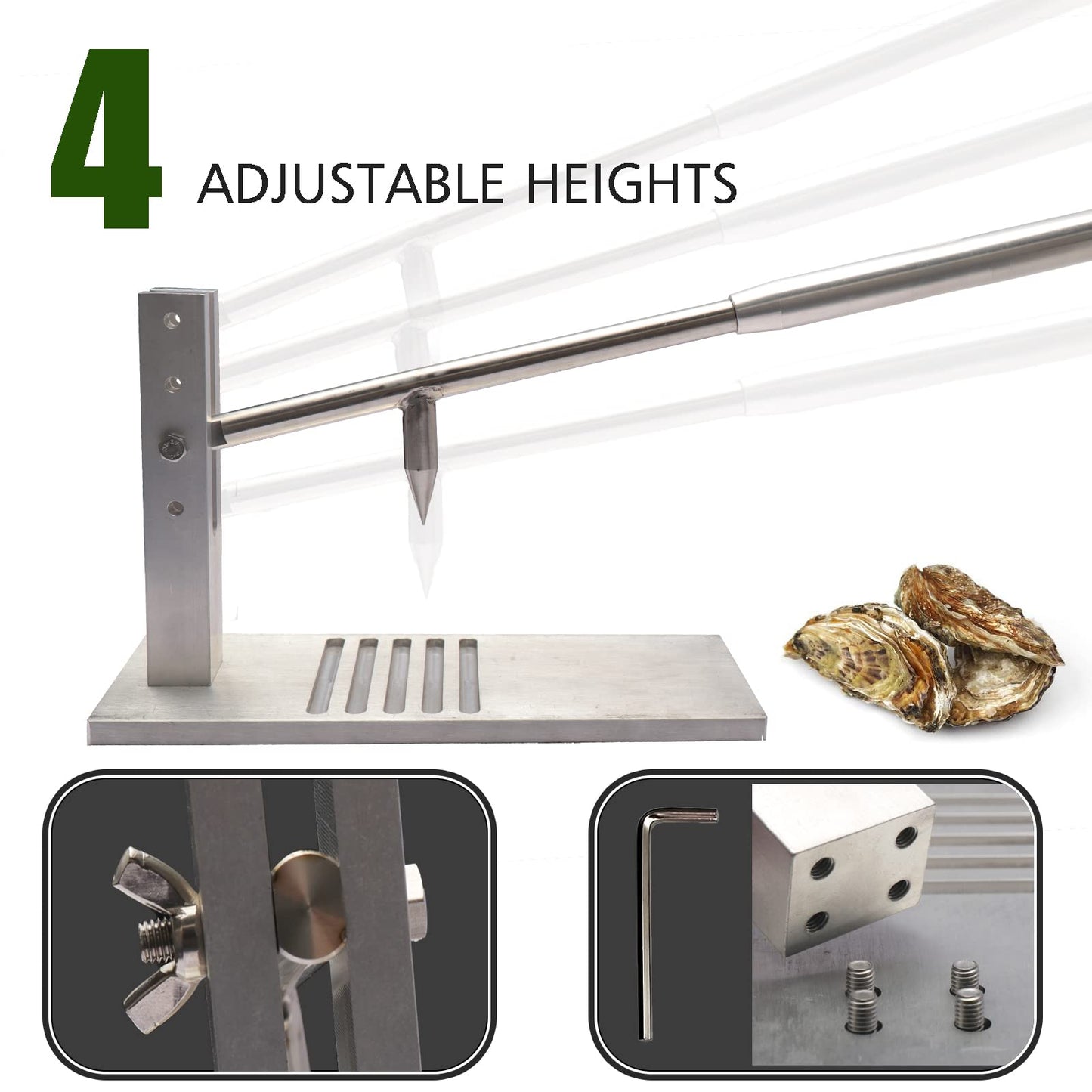 Colinktool Oyster Shucker Tool Set - Adjustable Oyster Clam Opener Machine with 304 Stainless Steel Grillable Shucker Machine Set Including Knives, Glove and g-Clip