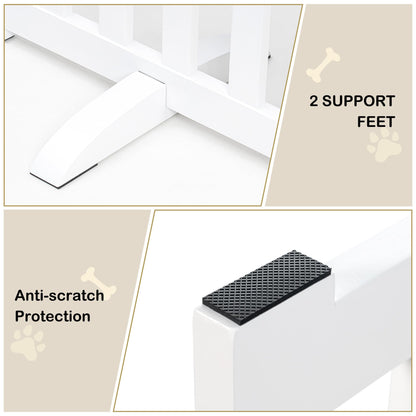 30" Height Tall Freestanding Pet Gate, Solid Wood Folding Safety Fence Wooden Dog Gate with 2 PCs Support Feet Ideal for Stairs, Doorways, Halls, Kitchens, Heavy Duty Gates, 2 Panels, White