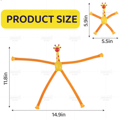 YUE MOTION Telescopic Suction Cup Giraffe Toy - Shape-Changing Animal Fidget Toy with Stretchy Pop Tubes - Promotes Creative Thinking, Hand-Eye Coordination, Motor Skills - Sensory Toys for Kids