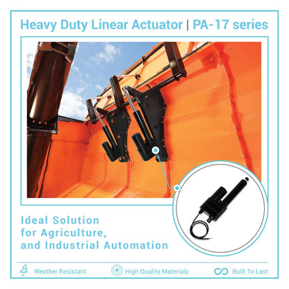Progressive Automations 12V High Force Linear Actuator - 14 inches Stroke, 850 lbs Force, Industrial, Heavy Duty Linear Actuator with IP65 Protection for Agriculture Automotive Industry, PA-17