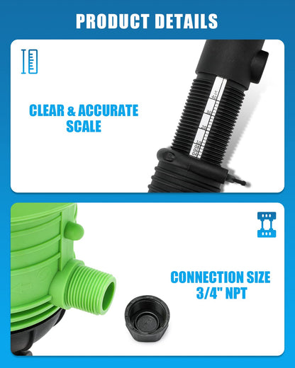 NEWTRY 0.4%-4% Fertilizer Injector for Drip Irrigation 1:250 to 1:25 Adjustable Water Powered Dosing Pump 3/4" NPT