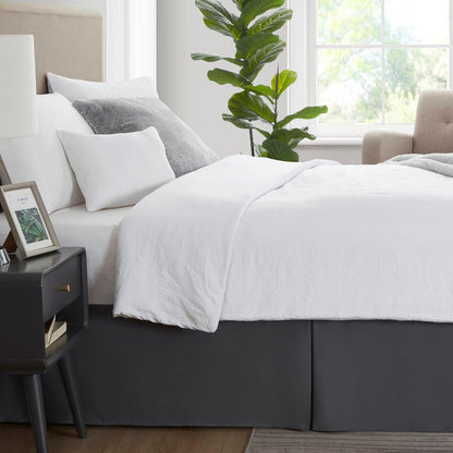 Nestl Dark Gray Bed Skirt Queen Size - 14 Inch Drop, Pleated Microfiber Hotel Quality