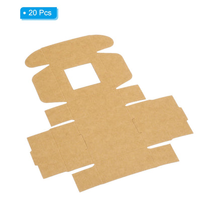 PATIKIL 3"x3"x1.6" Paper Soap Box with Window, 20 Pack Homemade Soap Boxes Square Presents Packaging Boxes for Birthday Christmas DIY Craft, Brown