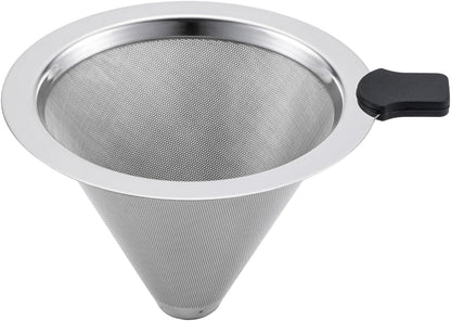 Small Size Pour Over Coffee Dripper, CAMPINGLIFE Reusable Stainless Steel Maker for 1-2 Cup (Silver)