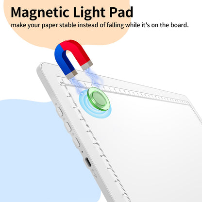 Elice Magnetic A4 Light Board with Bag for Diamond Painting, Tracing LED Light Box with Side Buttons, Super Bright Diamond Art Light Pad, Light Table for Drawing, Sketching, Weeding Vinyl - White
