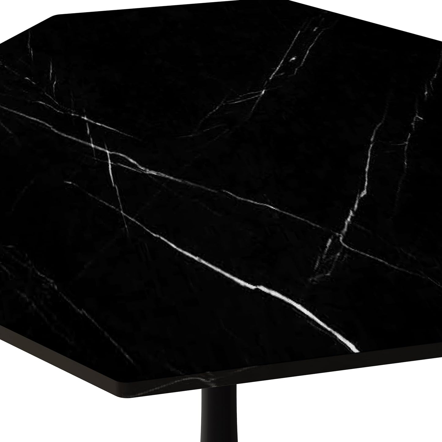 SPOFLYINN 31.50" Modern Octagonal Coffee Table with Printed White Marble Table Top Metal Base for Dining Room Kitchen Living Room Marble
