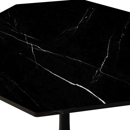 SPOFLYINN 31.50" Modern Octagonal Coffee Table with Printed White Marble Table Top Metal Base for Dining Room Kitchen Living Room Marble