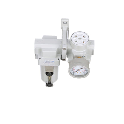 PneumaticPlus SAU420-N04G-MEP Compressed Air Filter Regulator Combo 1/2" NPT - Metal Bowl, Manual Drain, Bracket, Gauge