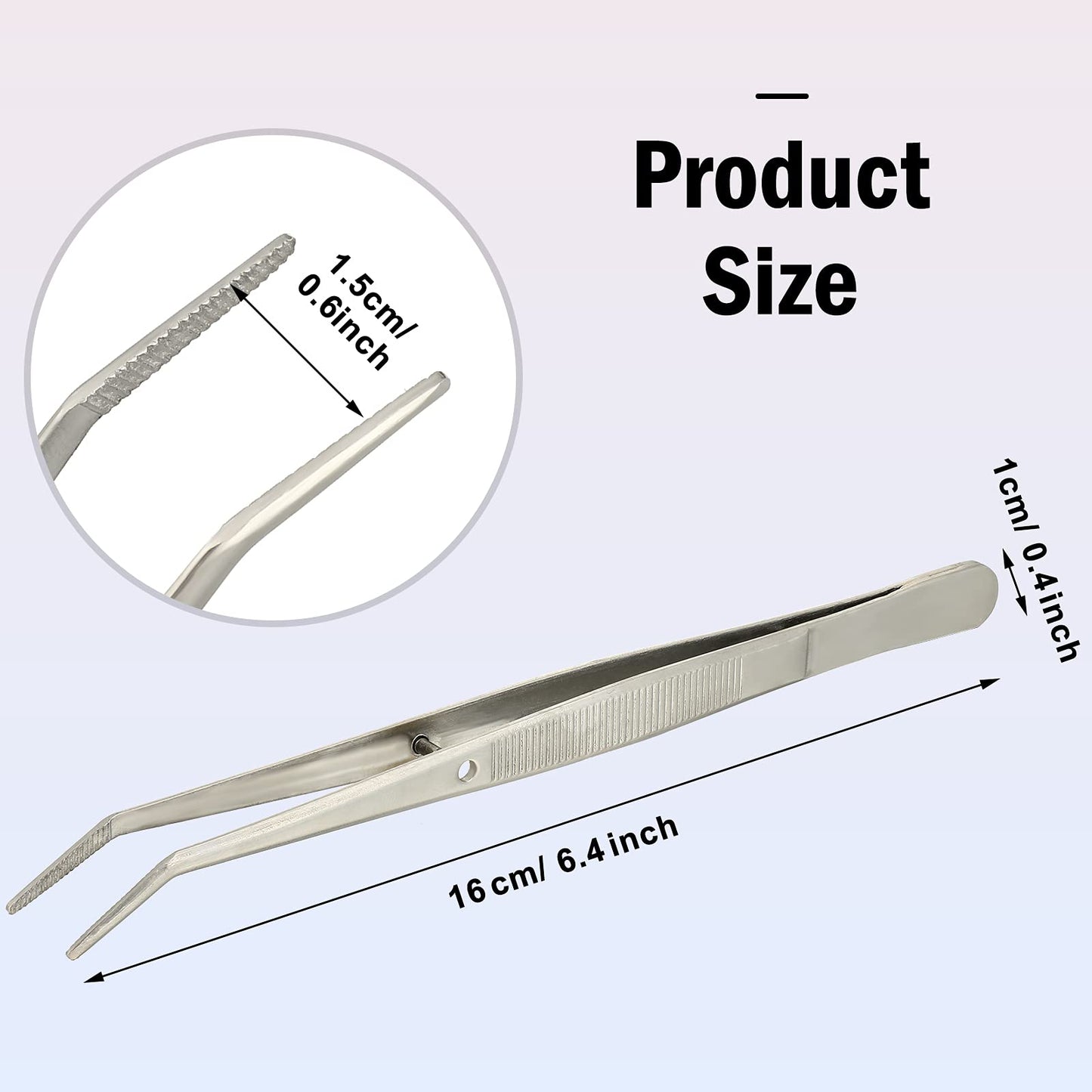 Honoson 10 Pcs Stainless Steel Tweezers for Crafting with Curved Serrated Tip Multipurpose Forceps Sewing Machine Tweezers Bulk (Silver)