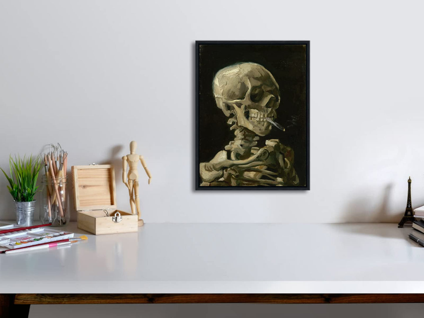 Wieco Art Skull of a Skeleton with Burning Cigarette, 1886 by Vincent Van Gogh Canvas Wall Art for Home Decor and Wall Decor Post-impressionism Canvas Prints Pictures Artwork