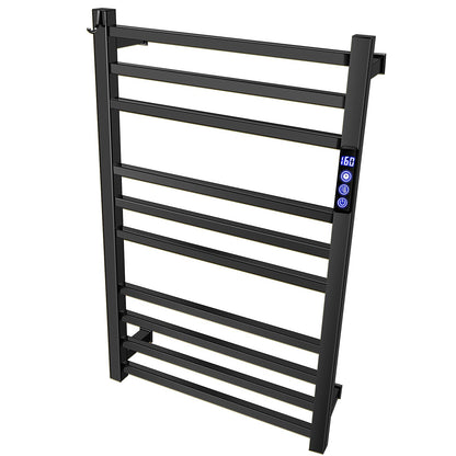 Towel Warmer Rack for Bathroom with Timer/Fahrenheit Temperature Control Wall Mounted Electric Heated 10 Bar Rail Plug-in or Hardwired Keep Bath Shower Towel Warming (Brushed Gold)