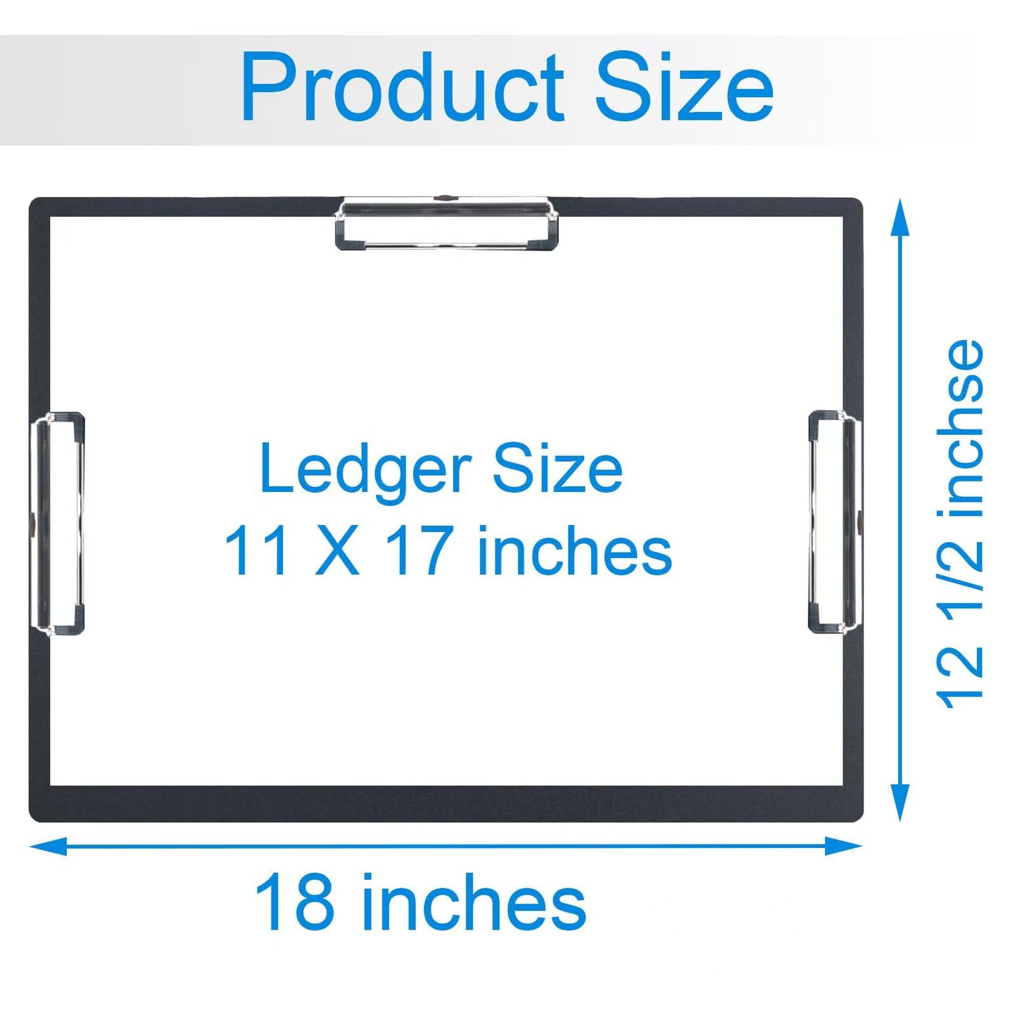 Acocony 11x17 Clipboard Three Clip Super Tough Extra Large Clipboard PP Plastic Not Fragile 11 x 17 Clipping Board Black Pack of 1