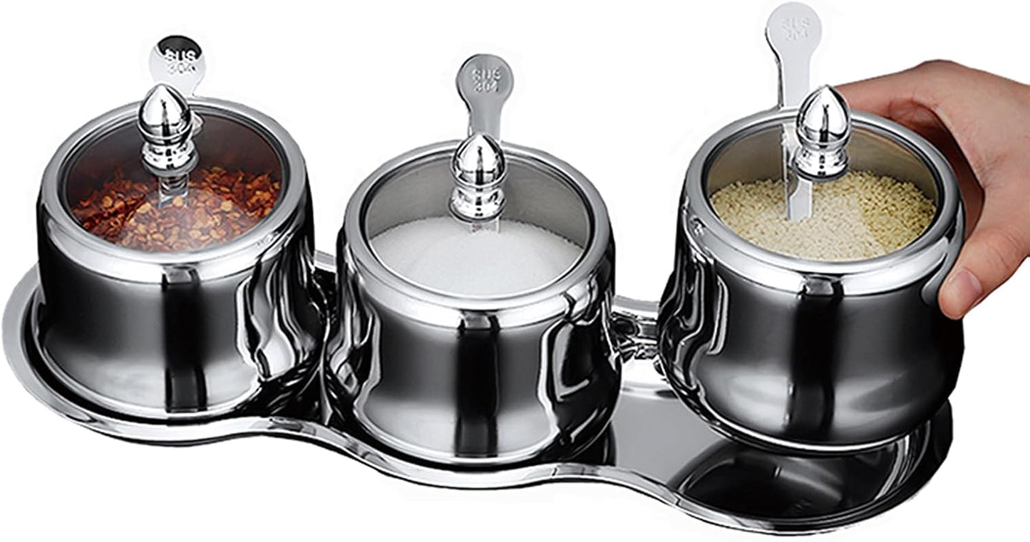 18/8 Set 3 Tenta Tenta Kitchen Stainless Steel Seasoning Box Condiment Jar Spice Jar Spice Rack Condiment Cruet Bottle