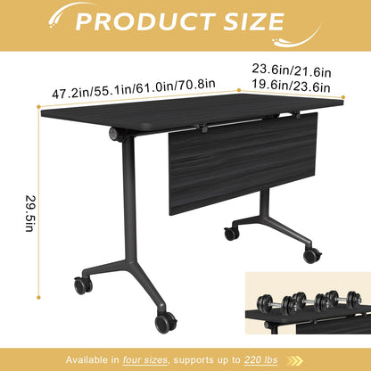 rzoizwko 4Packs Folding Conference Tables on Wheels,55.1 in Mobile Flip Top Meeting Room Table for Office & Training Rooms,Foldable Conference Room Tables Modular Rolling Desk Heavy-Duty Metal Frame