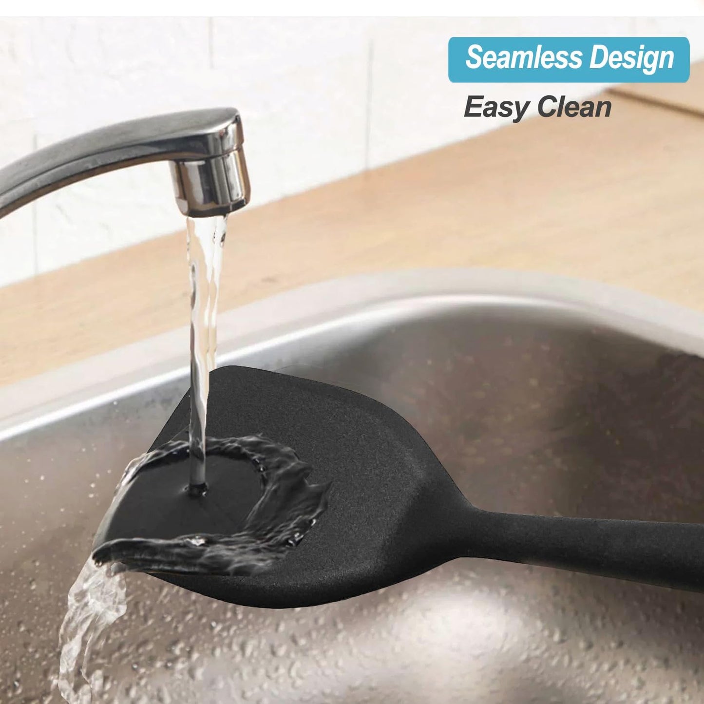 Silicone Spatula Turner Set, High Heat Resistant Nonstick Rubber Flippers for Baking & Cooking