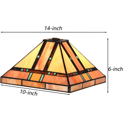 Bieye S10798 Tiffany-Style Stained Glass Mission Lampshade - 10-Inch Wide - Iridescent Elegance