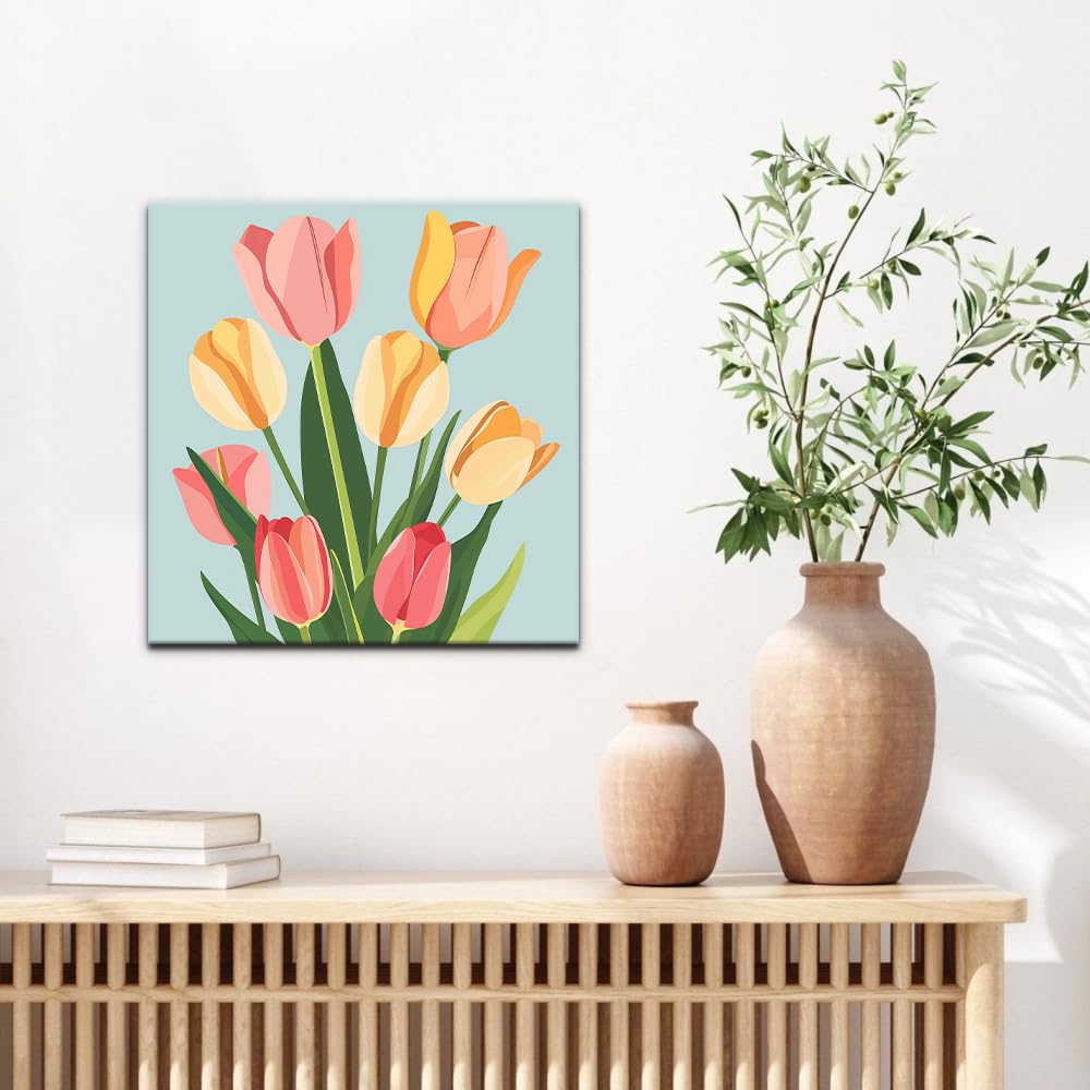 Natuyalo Framed Paint by Numbers for Adults - Colorful Flowers DIY Adult Paint by Number Kits Easy Acrylic Painting by Numbers for Beginners Art Craft Kits for Adults (12x12 Inch, Framed)
