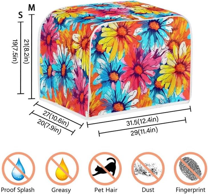 2 Slice Toaster Cover, Gold Cyan Marble Appliance Cover, Abstract Art Fluid Painting Universal Fit Wide Slot